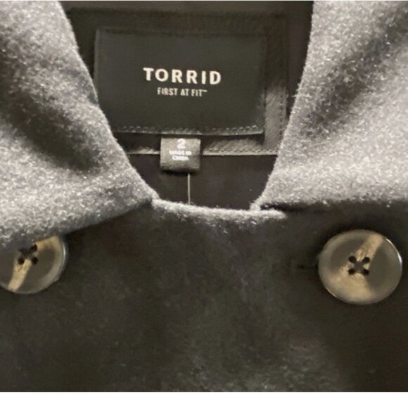 Torrid NWT Black Wool Blend Military Midi Coat Womens 2X (18-20) NWT - Picture 8 of 9